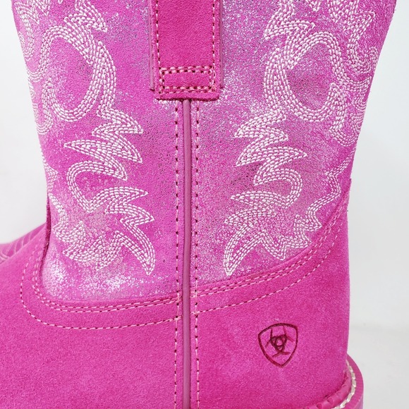 Ariat Fatbaby Boots Womens 8 Pink Suede Metallic Cowboy Western Shoes - Picture 9 of 14